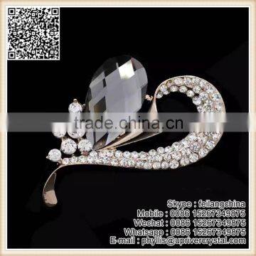 Elegant Style Large Brown Crystal Brooch For Garment Shirt And Suit