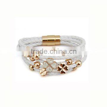 High quality white braided genuine leather magnetic stainless steel charms metal charms for paracord bracelets making (LB2070)