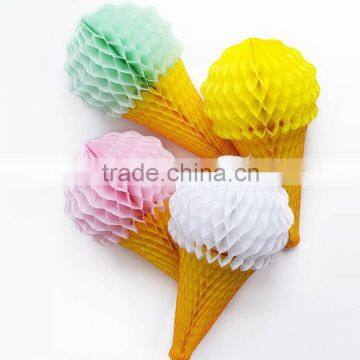 Pretty Ice cream Cone paper hanging honeycomb decorations for Wedding Party