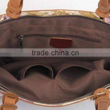 Heavy Washed Canvas Leather Flower Printing Shopping Bag Ladies Canvas Bag Tote Bag photo-6