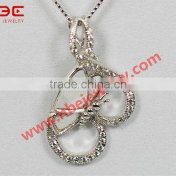 micro wax setting necklace 2013 with AAA CZ stone, butterfuly design