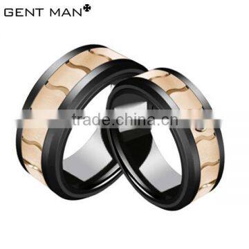 Two-toned diamond gold gents ceramic ring wholesale fashion jewelry