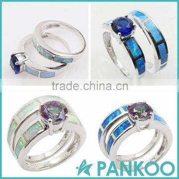 Pankoo Precious Stone Series Opal Sterling Silver for Engagement Unisex Ring