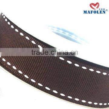 Solid Color Wholesale 7/8 Black Ribbon With White Stitched Grosgrain Ribbon photo-3