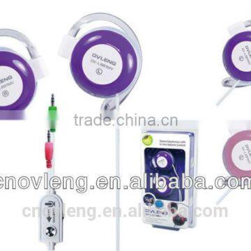 ear hook style 3.5mm jack purple headphone for computer use