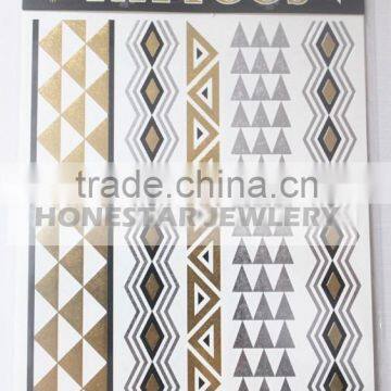 Temporary Feature and Tattoo Sticker Type flash metallic gold silver tattoo