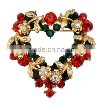 Luxury Multicolor Crystal Heart Flower Brooch For Women