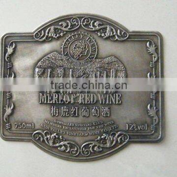 Stannum or pewter wine label