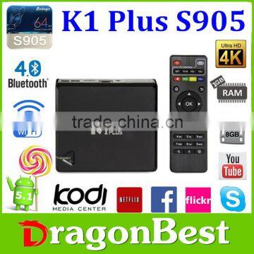 High quality K1 Plus mini mx Amlogic S905 Android STB /DVB/tv box quad core google android 5.1 OS