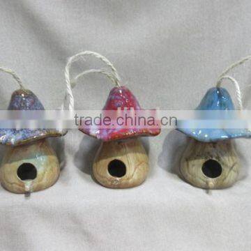 decorative Garden painted Ceramic hanging bird house