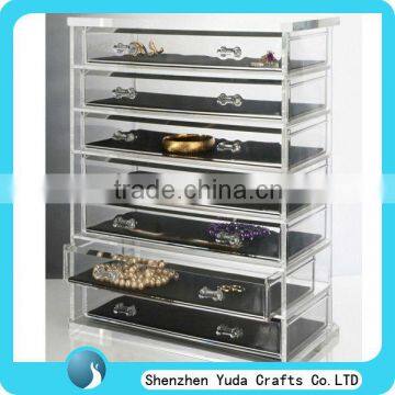 5 tier floor standing clear cosmetic store display stand with drawer cheap high quality