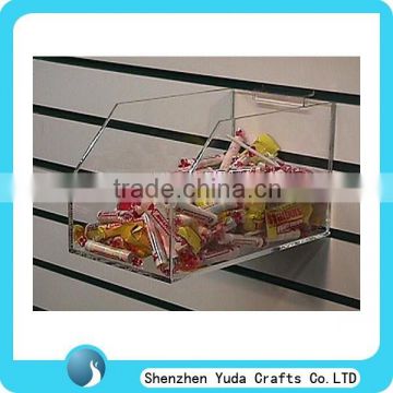 Custom-handmade slatwall candy display bin, transparent candy storage box