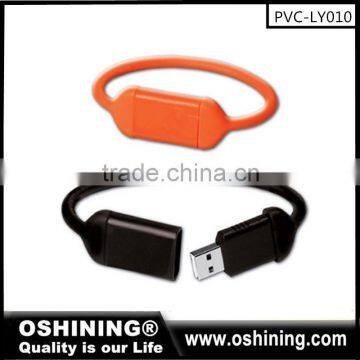 Hot selling bracelet usb flash drive 8gb wristband usb memory stick with custom logo(PVC-LY010)