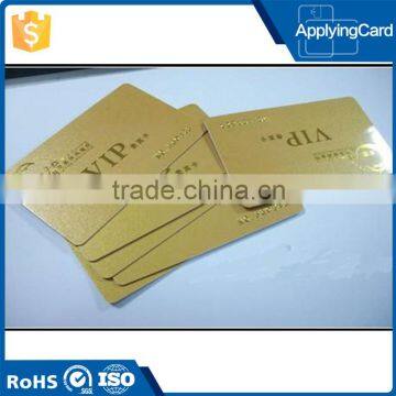 Golden plastic card printing pvc vip membership card for hotel discount card with convex code printing