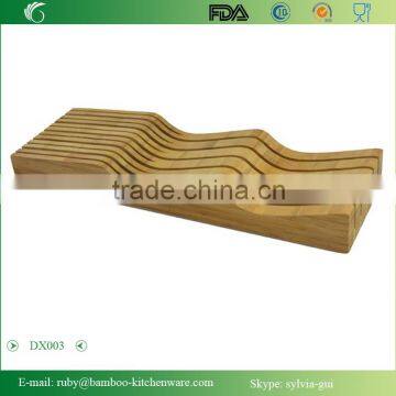 DX003/In Drawer Counter Kitchen Bamboo Knife Holder Rack Storage Block photo-2