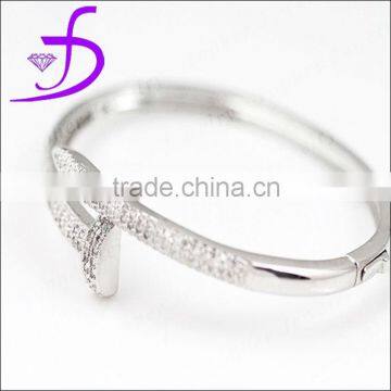 Modern design jewelry 925 sterling silver jewellery micro pave setting bangle