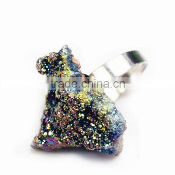 Natural Crystal Stone Druzy Changeable Ring 2015 Wholesale photo-3