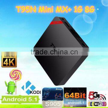 2016 NEW ARRIVAL ! T95n quad core set top box Android 5.1 1G 8G smart media TV box KODI 16.0