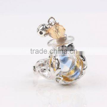 Wholesale Stripe Clear Mini Glass Bottle Fragrance Perfume Ring Essential Oil Rings for Women