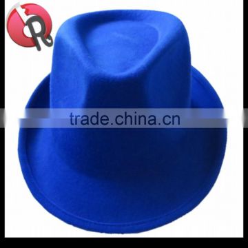 NEW style royal blue wool felt fashion fedora hat short brim