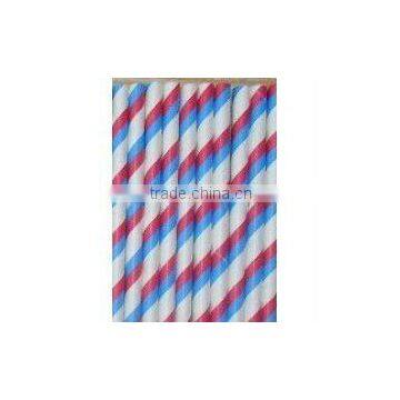 Stripe Red/Blue Paper Party Straws Red Blue and White Striped Paper Straws