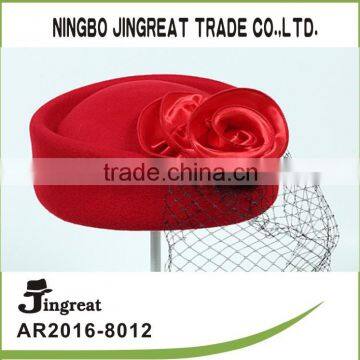 Korean wool hat small red beret elegant bride headdress gauze cap airline stewardess tide