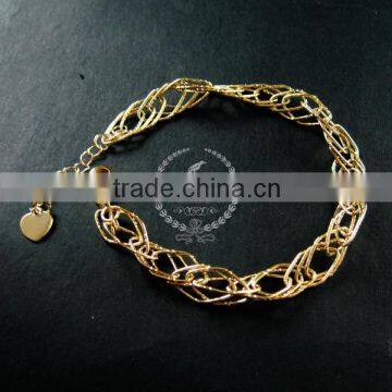 19cm 14K light gold plated brass faceted rhombic link fashion DIY bracelet supplies 1900067