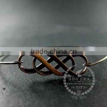 65mm Diameter One End Open Antiqued Bronze Double Infinity Lover Charm Wiring Fashion Bangle Bracelet 6450047 photo-2