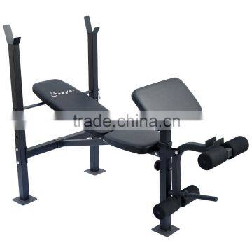 Soozier Incline / Flat Exercise Free Weight Bench w/ Curl Bar / Leg Extension