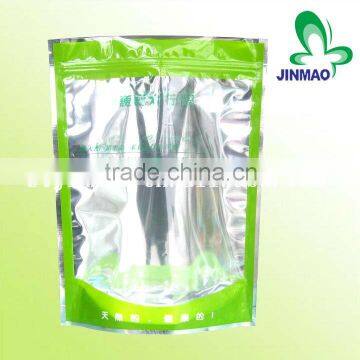 Food packaging stand up zipper bag with clear window