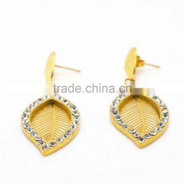 hot selling stainless steel drop earrings with crystals