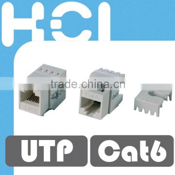 Cat6 UL 180 Degree Unshielded UTP Dual IDC Modular Keystone Jack with Shutter