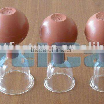 Rubber bulb suction glass cupping set-5cups/Rubber cupping set/ Rubber suction cupping/ Glass cupping/ vacuum cupping