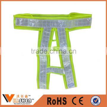 wholesale fluorescent yellow safety traffic reflective Cross belt vest