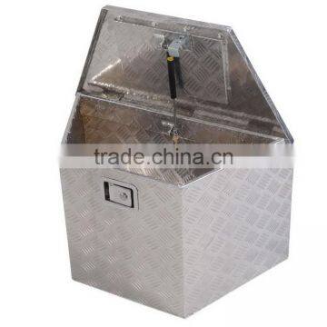 Trailer Tongue Tool Box Short Silver Aluminum Lockable Storage Chest Box photo-3