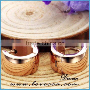 High Polished Plated Ladies Daily Wear Stainless Steel Earrings Rose Gold photo-3