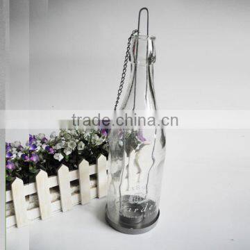 Colored Tea Light Glass Candle Holder With Hanging Metal Handle photo-2