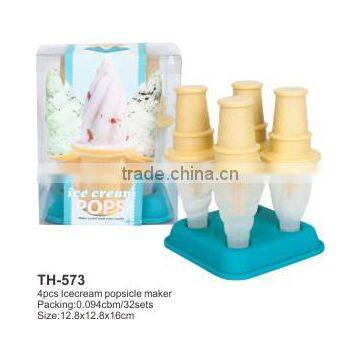 4pcs iceream popsicle maker plastic ice cream shape mould