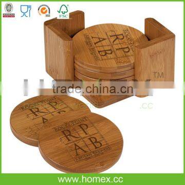 Bamboo 6 Round Coaster Set with Holder/Homex_FSC/BSCI Factory