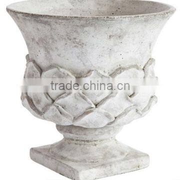 Distress white cement planter for garden and flower vase