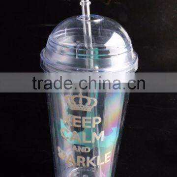 16oz Bpa Free Plastic Reusable Double Wall Tumbler With Dome Lid photo-4