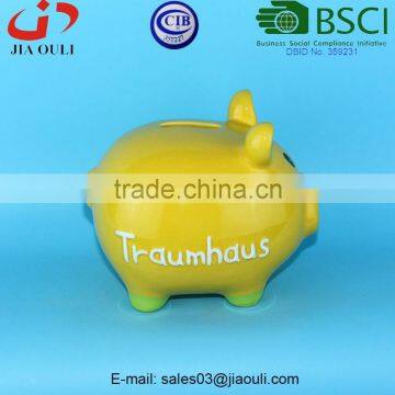 BSCI Audit Factory Ceramic Yellow Piggy Coin Bank, Ceramic Money Box photo-2