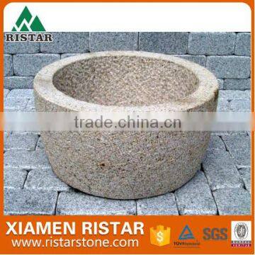 Natural round granite stone flower pot for garden