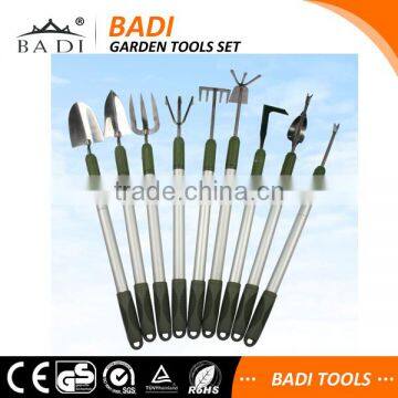 Ergonomic plastic telescopic long handle garden tools sets