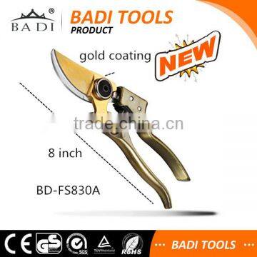 Hot Sale Garden Ratchet Pruner With Gold Yellow Coating photo-2