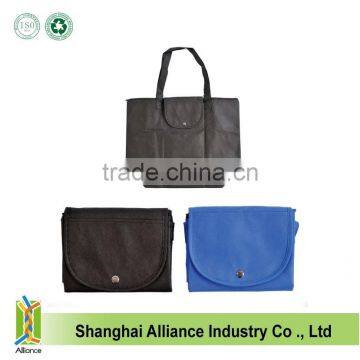 Non woven hand bags with button pouch Foldable button Totes Grocery Shopping Bags