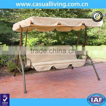 Garden 3 Seats Outdoor Canopy Porch Swing with Steel Frame and Adjustable Canopy