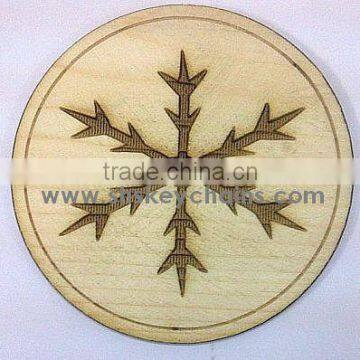 Snow Flake Slim Wooden Coaster, laser Engraved