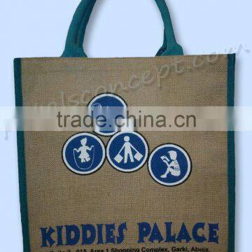 Printed jute shopping bag with padded rope handle