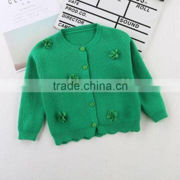 High Fashion Knitwear 100 Handmade Baby Sweater With Applique 3D Flowers photo-2